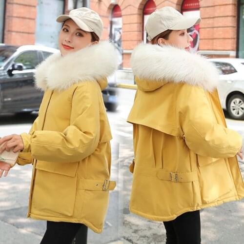2020 Winter thick Jacket Warm parkas Woman Hooded Large Faux Fur Collar fashion cold outwear plus size coat Women