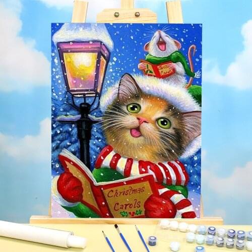 Animal Cut Cat DIY Paint By Numbers Set Oil Paints 40*50 Canvas Painting Wall Paintings Adults Handicraft Drawing