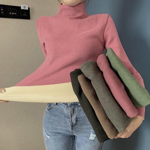 Winter Base Shirt Women Casaul Solid Color Turtleneck Thick Tops Female Autumn Ladies Warm Fleece Stretch Base T Shirts 2020 New
