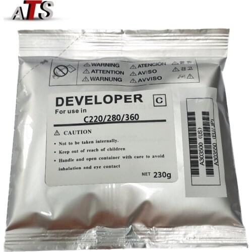 2PCS Photocopy machine Developer For Konica Minolta C220 C280 C360 Developer Powder copier parts toner Photocopier fitting