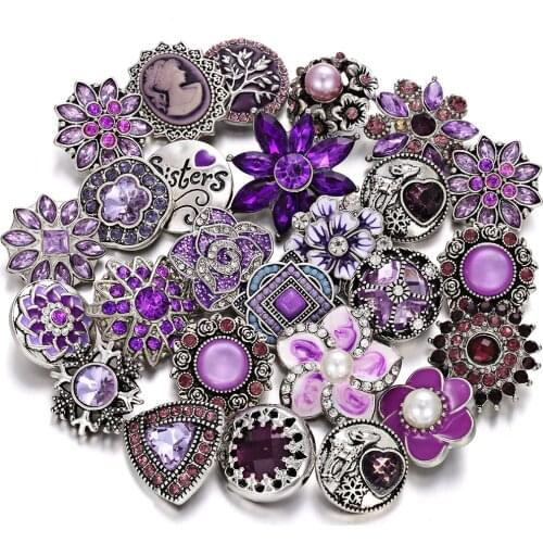 10pcs/lot Wholsale 18mm Snap Jewelry Mixed Round Metal Rhinestone Snap Buttons Fit Snap Bracelet Bangles Necklaces