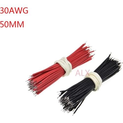 100PCS 30AWG 50MM LONG Tin-Plated Breadboard Jumper Cable Flexible Two Ends PVC Electronic conductor Wire FOR PCB