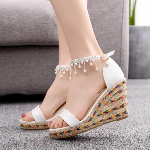 2020 Fashion Ladies High Heels Ankle Buckle Strap Wedge Platform Sandals Women Summer Sexy Open Toe Women Sandals Shoes H0058