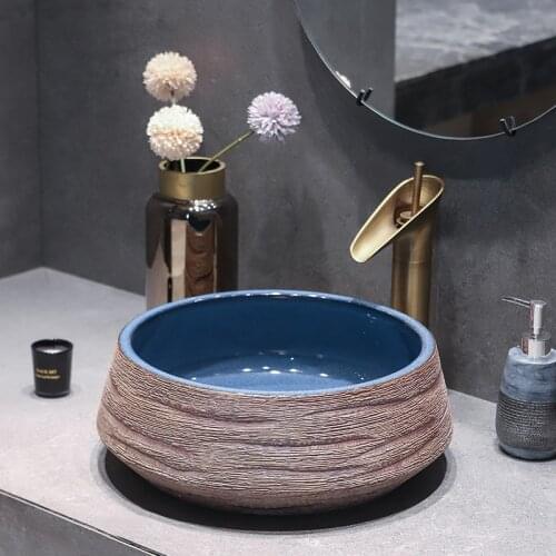 42*15cm Blue Color Bowl Art Ceramic Countertop WashBasin Oval European Bathroom Shampoo Sinks Washbasin Wash Hand Basins