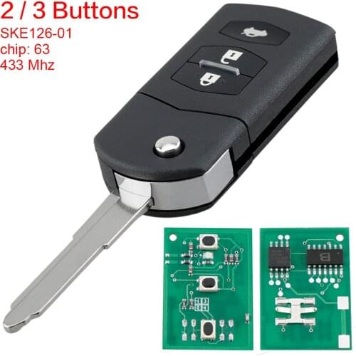 433MHz Flip Remote Car Key Fob Shell ID63 Chip SKE126-01 Fit for MAZDA Car 2 M2 Demio 3 M3 Axela 5 M5 Premacy 6 M6 Atenza 8 M8