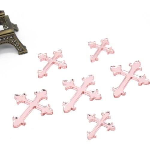 48 Pcs Customize Many Size Laser Cut Acrylic Mirror Crosses Party Favors Prayer Christening & Baptism Cross Supplies Birth Decor