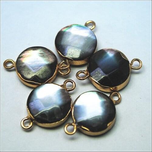 5pcs nature seawater shell connectors black lips natural pearl connectors with top quality fashion DIY beads accessories