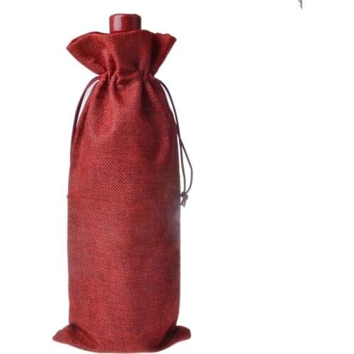 500pcs Jute Wine Bags Champagne Wine Bottle Covers Gift Pouch burlap Packaging bag Wedding Party Decoration