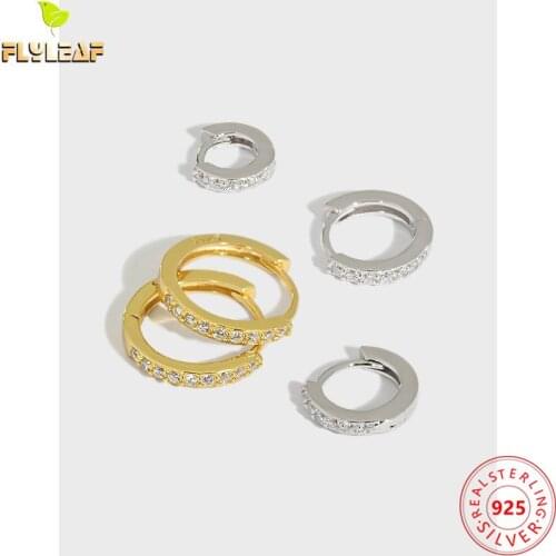 925 Sterling Silver Miniature Inlaid Zircon Hoop Earrings For Women Simple Style 18k Female Fashion Jewelry High Quality 2021