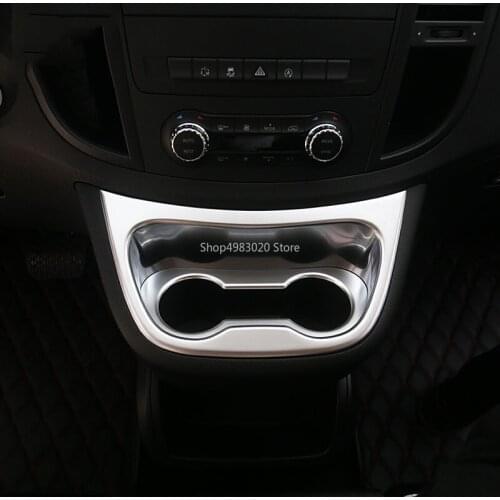 ABS CHROME Car trim center console middle rear back tail cup gear armrest box frame For Mercedes Benz Vito W447 2017 2018 2019