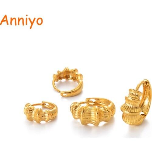 Anniyo African Earrings Women Girls Gold Color Stud Earrings Girl,Ethiopian Jewelry Arab Middle East Bride wedding Gift #122516