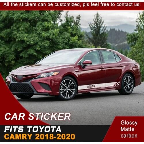 Car Stickers Side Door Stripe Racing Flag Sport Graphics Vinyl Car Decoration Decals Custom Fit For TOYOTA CAMRY 2018 2019 2020