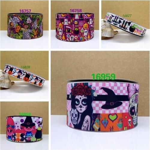 Free shipping 50 yard Halloween printed grosgrain ribbon 16959