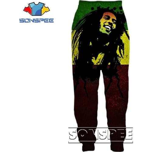 SONSPEE 3D Singer Bob Marley Printed Trousers Mens Oversized Hip Hop Street Sports Pants Casual Harajuku New Clothing Pants
