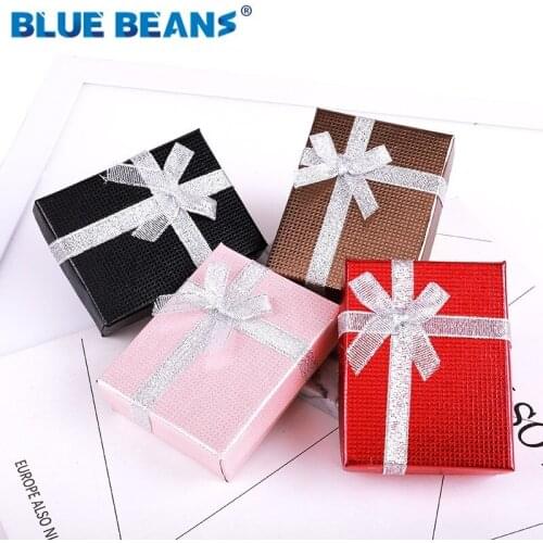 Hot sell Jewelry Necklace Earrings Ring packaging Box Paper Gift Box Jewellery Organizer sponge boxes gift Bangles Bow Red 2019