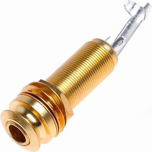 Cylinder Guitar End Pin Jack Flush Mount Endpin Output Jack Gold for Guitar