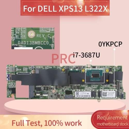 CN-00YKPCP 0YKPCP For DELL XPS13 L322X I7-3687U 8G Laptop motherboard DAD13BMBCC0 DAD13BMBCC1 SR0XH DDR3 Notebook Mainboard