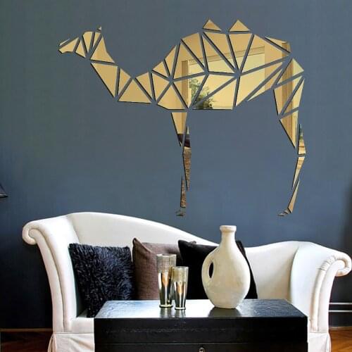 Childrens room DIY cartoon wall sticker Geometric Camel wallpaper Acrylic mirror self-adhesive background wall deco stickers