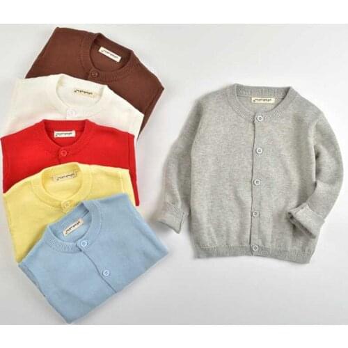 Kids Boys Girls Cardigan Sweaters Spring Autumn Baby Girl Solid Cotton Sweater Jacket Boys Children Knitted Kids Sweaters Girls