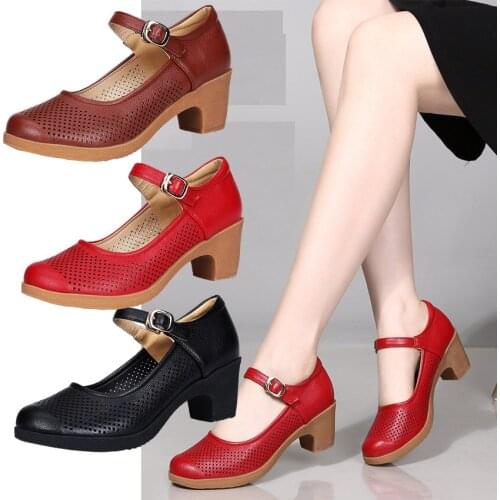 EAGSITY Mary Jane shoes women square heel pumps buckle strap soft sole fashion office ladies shoes party
