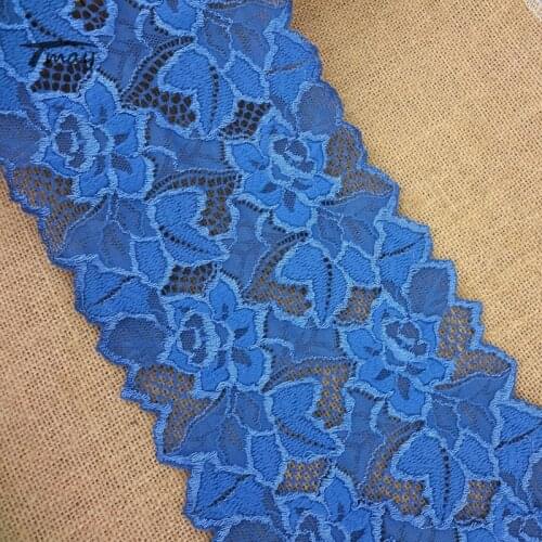 #1516 Blue Leaf Lace 16CM(6 2/8") Stretch Elastic Lace Edge Trim Sewing Supplies Handmade Garments Accessories On Sale