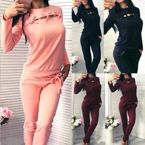 2pcs Autumn and winter womens long-sleeved strap O-neck knit suit casual large size solid color cotton sweater casual sports