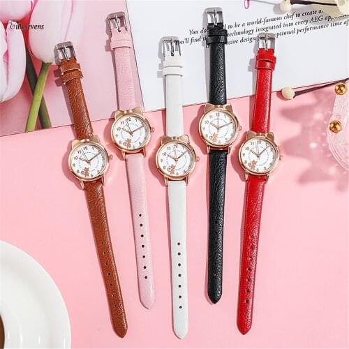 Cute Cartoon Cat Womens Wristwatches Luminous Student Watches Womens Quartz Watch Fashion Womens Reloj Mujer