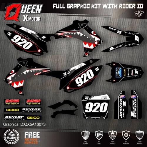 QUEEN X MOTOR Custom Team Graphics Backgrounds Decals Stickers Kit For HONDA 2014-2017 CRF250R 2013-2016 CRF450R 073