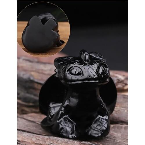 Natural Obsidian quartz dragon Hand Carved Crystal polishing Quartz Healing Stone energy Gemstones home DIY decoration gifts