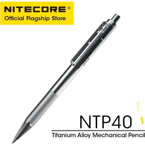 NITECORE NTP40 CNC Titanium Alloy Mechanical Pencil Cartooning Sketching Writing Drawing Self-defense EDC 0.5mm Refill Pencil