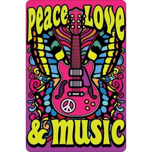 New Vintage Metal Tin Sign Peace,Love & Music Outdoor Street Garage & Home Bar Hotel Wall Decor Signs 12X8Inch