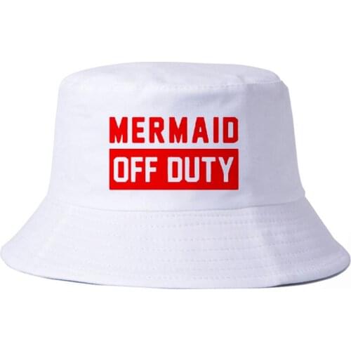Mermaid off duty letter print bucket hat Summer female caps outdoor leisure fishing hat fashion harajuku pop fisherman hat