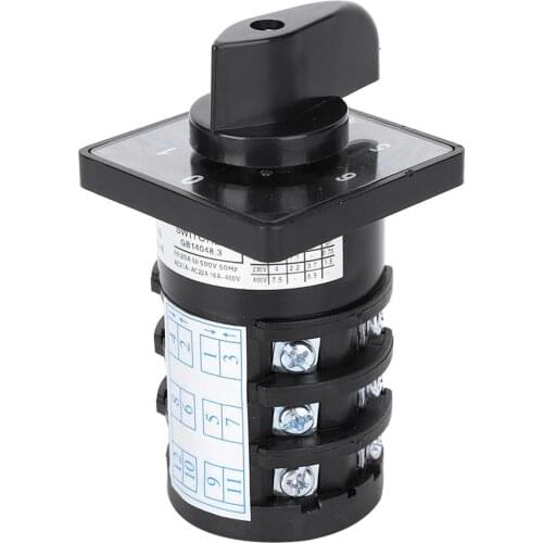 Cam Changeover Switch 500V 20A 7-Position 12 Terminals Locking Type 0-1-2-3-4-5-6 Cam Changeover Control Switch