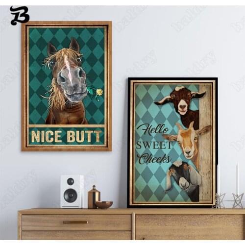 Cute animal nursery in retro style Posters and Prints Canvas Painting Pictures for toilet and Bathroom Wall art home Decoration