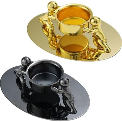 People Push Shape Tea Light Candle Holder Home Decoration Vintage Hotel Candlestick Desktop Dining Room Gift Wedding Party