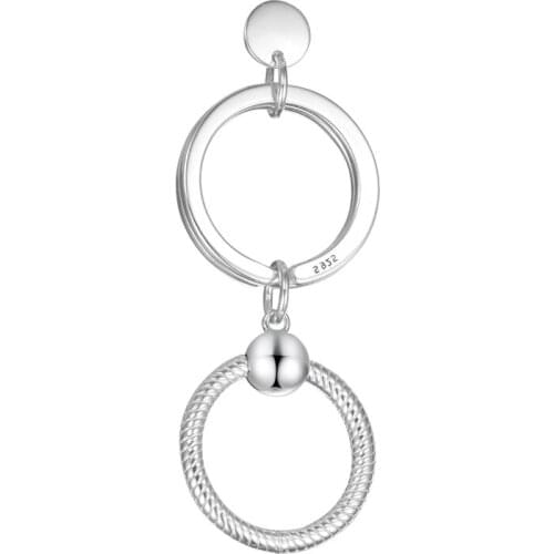 DIY Fits for Pandora Bracelets Signature Moments Charm Key Ring Dangle Beads 100% 925 Sterling-Silver-Jewelry Kralen 2021 New