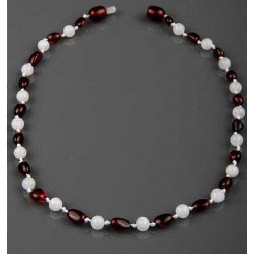 Amber - Moonstone Natural Stone Baby Teeth Necklace Gemstone Gift Box Chakra Healing Stone