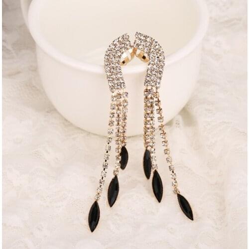 YFJEWE New Wings Black Horse Eye Crystal Rhinestone Exaggerated Personality Women Earrings Free Shipping #E093