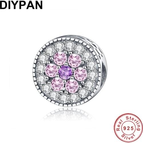 925 Silver Dazzling Charm Fit Original Pandora Charms Silver 925 Bracelet Colorful Zircon Bead Women Fashion Jewelry Berloque
