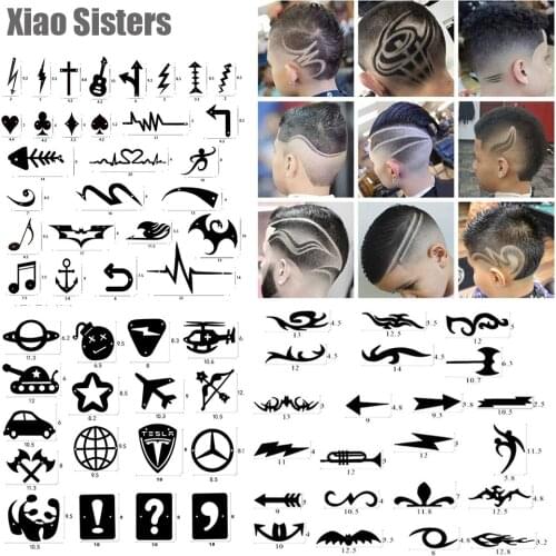 1sheet Hair Trimmer Tattoo Template Carved Coloring Pattern Stencil Tattoo Barber Salon Hair Styling Tool Tattoo Salon Supplies