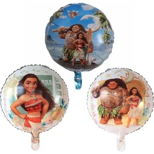 10pcs 18inch Round Moana Balloons Cute Princess Aluminum Foil Helium Balloons Birthday Party Decorations Party Supplies Kids Toy