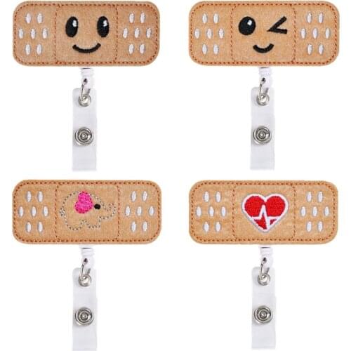 10pcs/lot felt love heart smile elephant Retractable Badge Reel ID Name Card Holder for office working women men nurse doctor