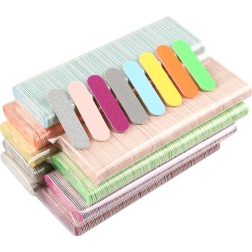 100pcs Mini 5cm Professional Nails Files Art Tools Sand Emery Board Sandpaper Double-Sided Nail Buffer 100/240 Grit Nail File