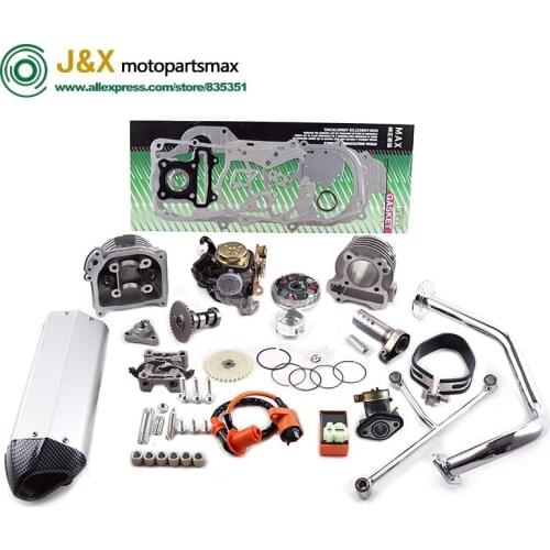 137QMA 139QMB ENGINE GY6 50 80 UPGRADE TO 100 CC RACING EXHAUST CAMSHAFT CYLINDER KIT HEAD OIL PUMP GEAR GASKET CDI COIL