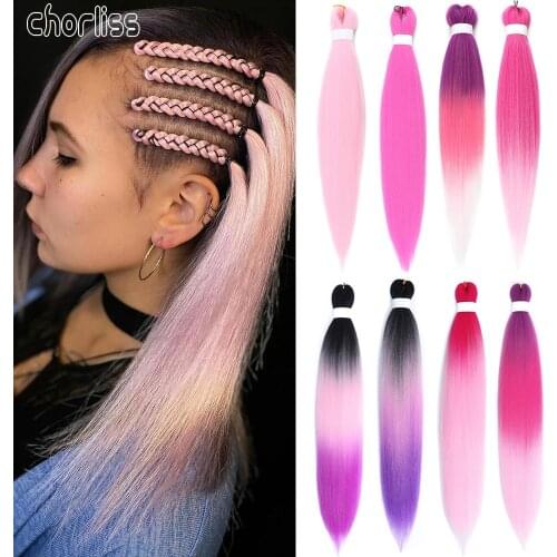26inch Pre Stretched Easy Braid Hair Kanekalon Ombre Jumbo Braiding Hair Extension Braid Hair Pink Purple African Woman
