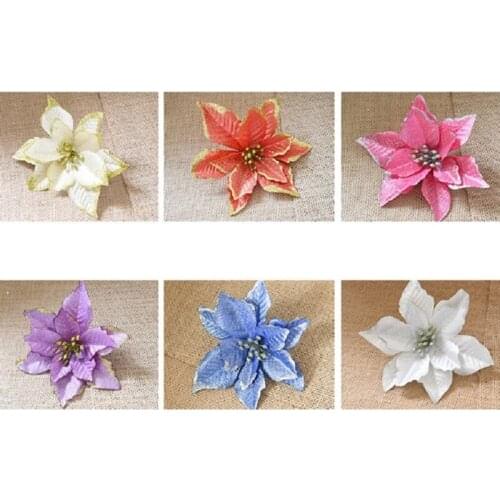 8pcs Artificial Flowers Glitter Christmas Flowers Merry Christmas Tree Decorations For Home 2020 Xmas Ornaments New Year Decor