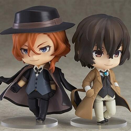 Anime BUNGO STRAY DOGS Dazai Osamu Nakahara Chuuya Real Clothes PVC Active Figure Toy Statue Collection Model Doll Children Gift