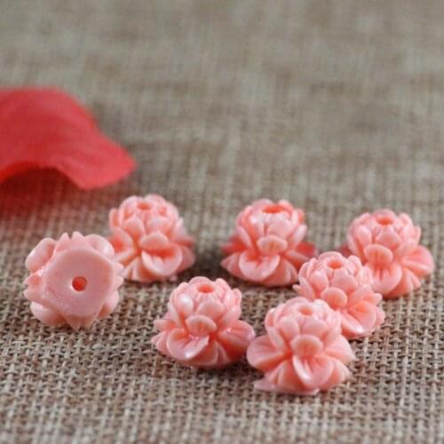 WEIYU 10*14mm 5pcs Carved Lotus Beads Pink Coral Shell Spacer Buddha Beads For Bracelet Necklace Jewelry Making DIY Accessories