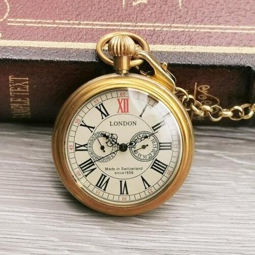 Antique London 1856s 5 Hand Small Dial Mechanical Pocket Watch Roman Number Open Face Fob Watch Gift Clock