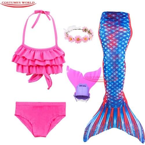 Girls Mermaid Tail kids Swimming Tail Monofin Cosplay Children Mermaid Tails for Swimming Monofin Fin Goggle Or Garland 2020 NEW